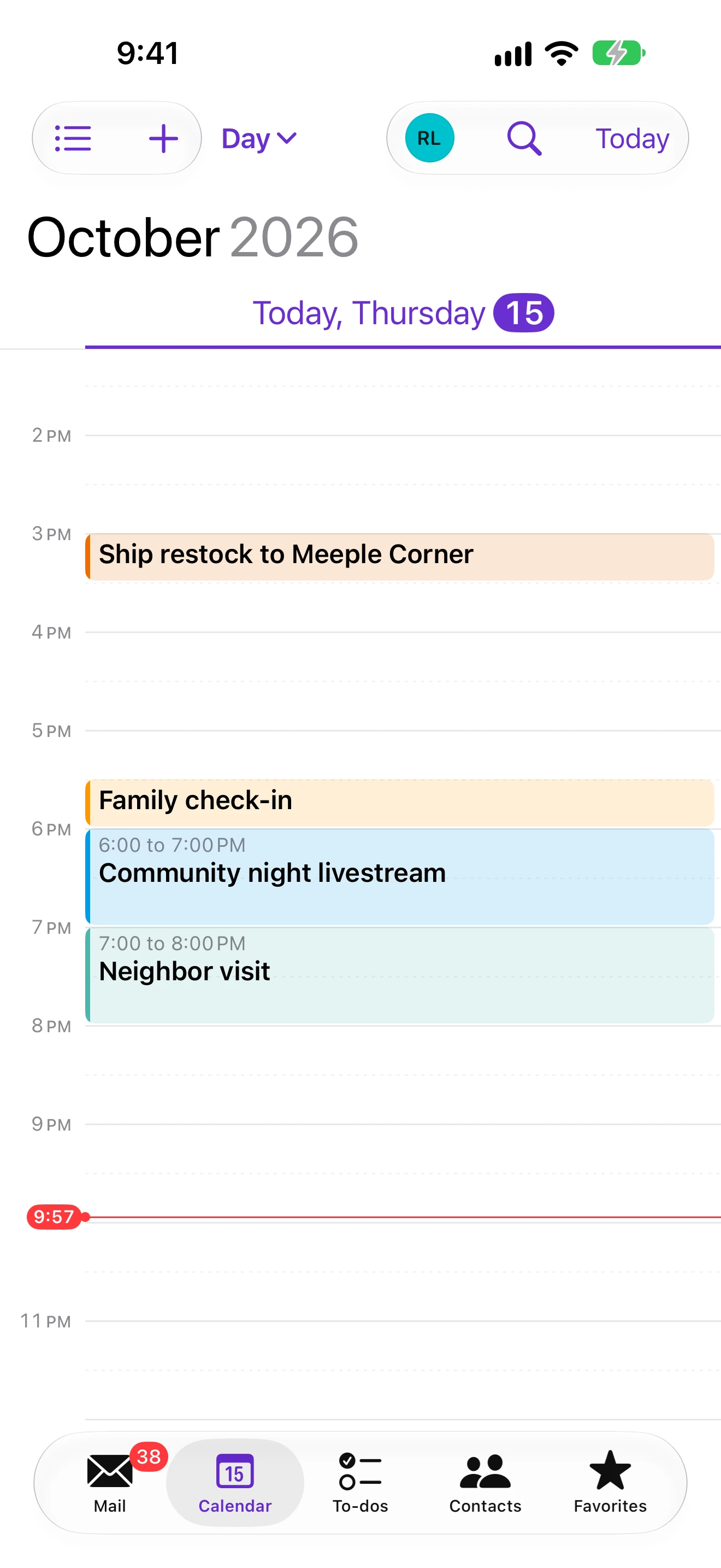 MooseMail calendar on iPhone